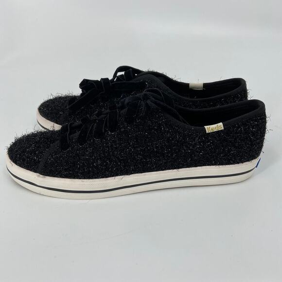 Keds x Kate Spade Canvas Sneakers Women's Size 7 Black Shimmer Lace Up Comfort - Picture 3 of 11